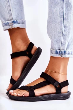 Online Boto Damskie Zamszowe Sportowe Sandały Czarne Harris Czarny