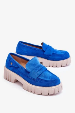 Discount Damskie Zamszowe Wsuwane Półbuty Niebieskie Fiorell Damskie Mokasyny Damskie Zamszowe
