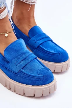 Discount Damskie Zamszowe Wsuwane Półbuty Niebieskie Fiorell Damskie Mokasyny Damskie Zamszowe