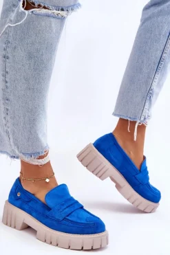 Discount Damskie Zamszowe Wsuwane Półbuty Niebieskie Fiorell Damskie Mokasyny Damskie Zamszowe