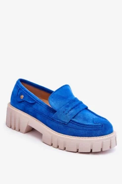 Discount Damskie Zamszowe Wsuwane Półbuty Niebieskie Fiorell Damskie Mokasyny Damskie Zamszowe