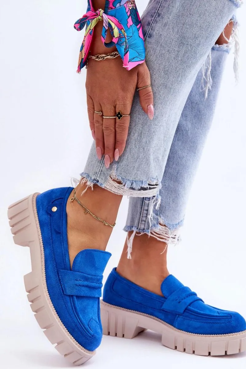 Discount Damskie Zamszowe Wsuwane Półbuty Niebieskie Fiorell Damskie Mokasyny Damskie Zamszowe