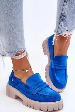 Discount Damskie Zamszowe Wsuwane Półbuty Niebieskie Fiorell Damskie Mokasyny Damskie Zamszowe