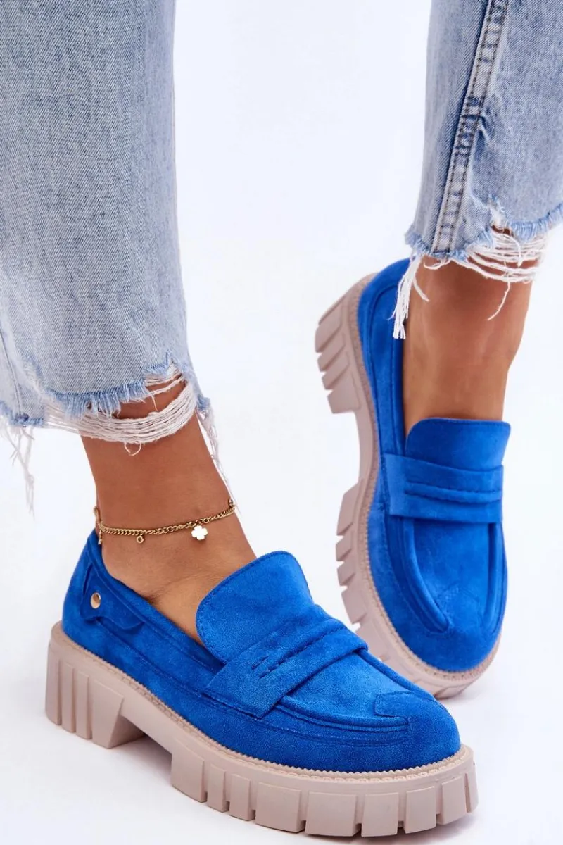 Discount Damskie Zamszowe Wsuwane Półbuty Niebieskie Fiorell Damskie Mokasyny Damskie Zamszowe