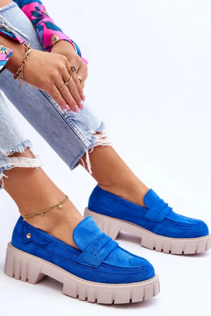 Discount Damskie Zamszowe Wsuwane Półbuty Niebieskie Fiorell Damskie Mokasyny Damskie Zamszowe