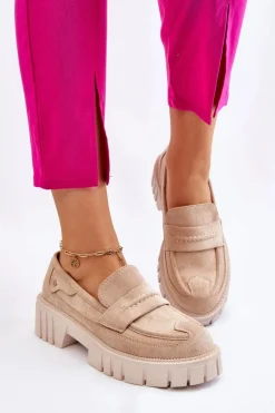 Online Damskie Zamszowe Wsuwane Półbuty Beżowe Fiorell Damskie Mokasyny Damskie Zamszowe