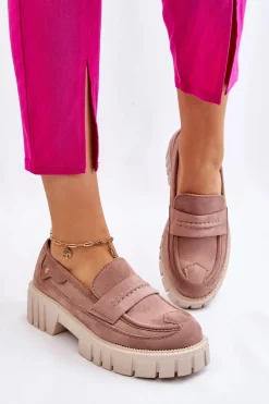 Sale Damskie Zamszowe Wsuwane Półbuty Jasnobrązowe Fiorell Damskie Mokasyny Damskie Zamszowe