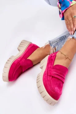 Hot Boto Damskie Zamszowe Wsuwane Półbuty Fuksja Fiorell Różowy