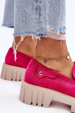 Hot Boto Damskie Zamszowe Wsuwane Półbuty Fuksja Fiorell Różowy