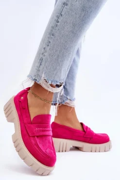 Hot Boto Damskie Zamszowe Wsuwane Półbuty Fuksja Fiorell Różowy