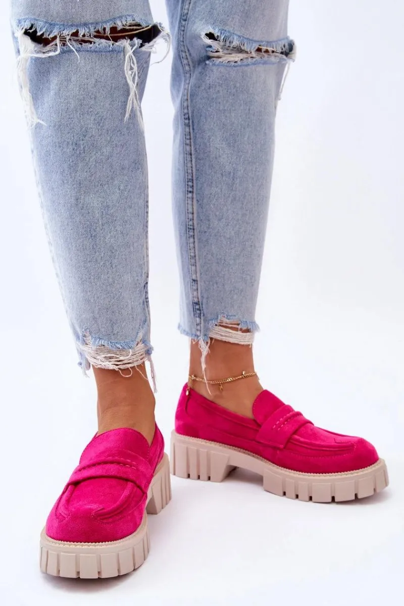 Hot Boto Damskie Zamszowe Wsuwane Półbuty Fuksja Fiorell Różowy