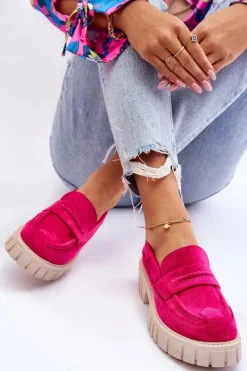 Hot Boto Damskie Zamszowe Wsuwane Półbuty Fuksja Fiorell Różowy