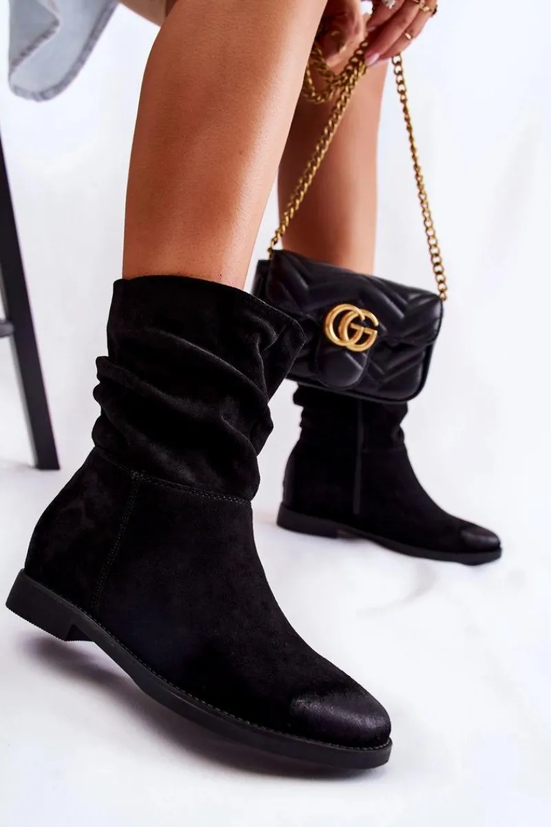 Best Boto Damskie Zamszowe Wysokie Botki Czarne Venis