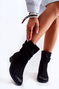 Best Boto Damskie Zamszowe Wysokie Botki Czarne Venis