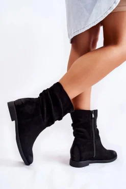 Best Boto Damskie Zamszowe Wysokie Botki Czarne Venis