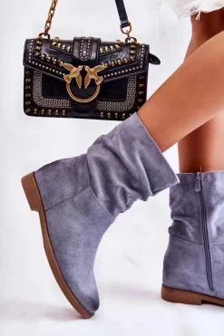 Best Damskie Zamszowe Wysokie Botki Niebieskie Venis Damskie Czarne Botki|Brązowe I Beżowe Botki