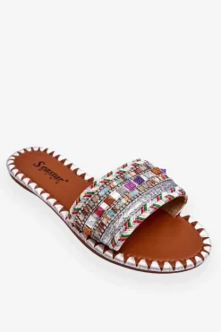 Hot Damskie Zdobione Klapki Białe Bellisa Damskie Klapki Damskie Klasyczne