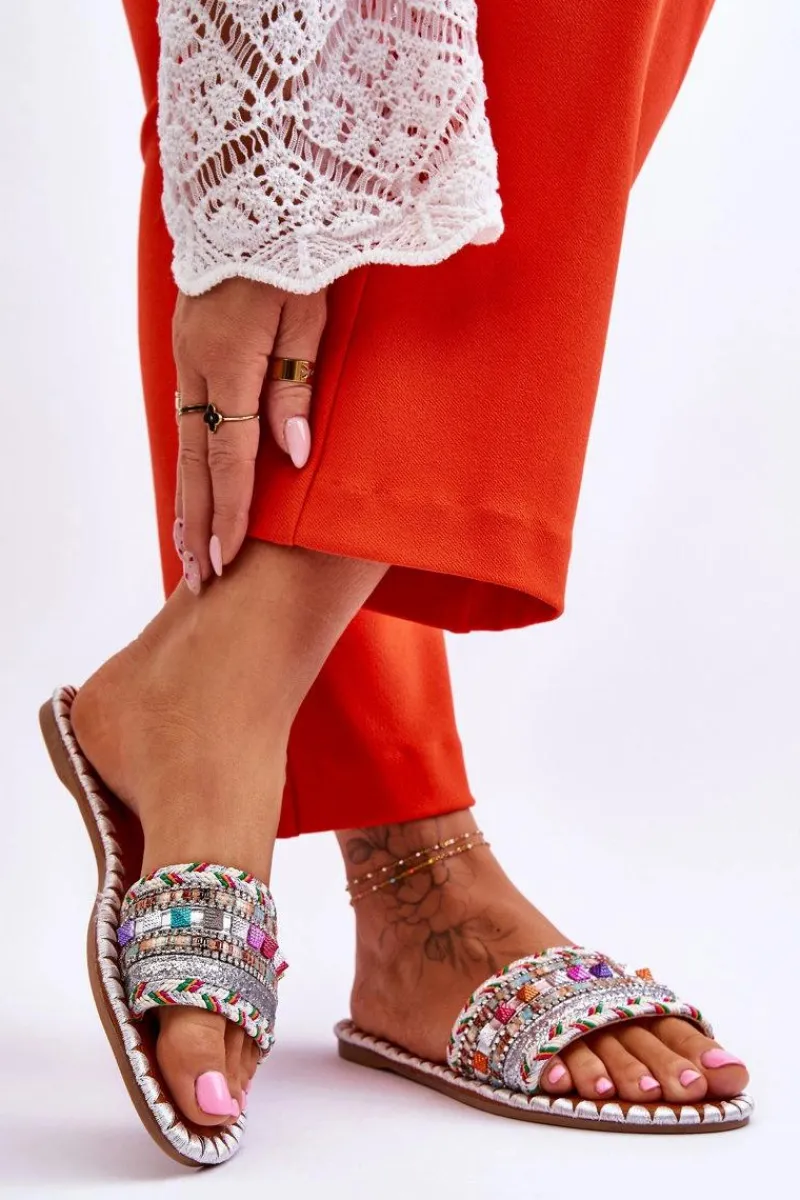 Hot Damskie Zdobione Klapki Białe Bellisa Damskie Klapki Damskie Klasyczne