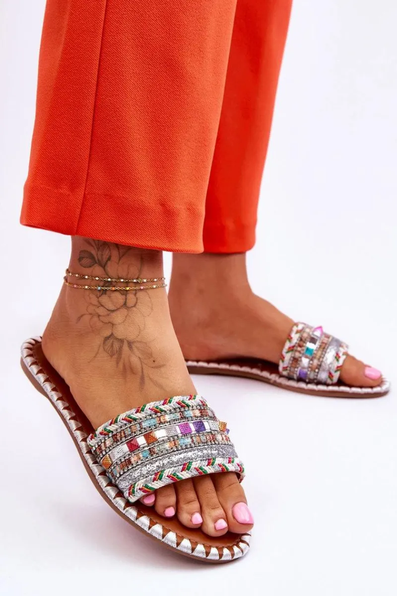 Hot Damskie Zdobione Klapki Białe Bellisa Damskie Klapki Damskie Klasyczne