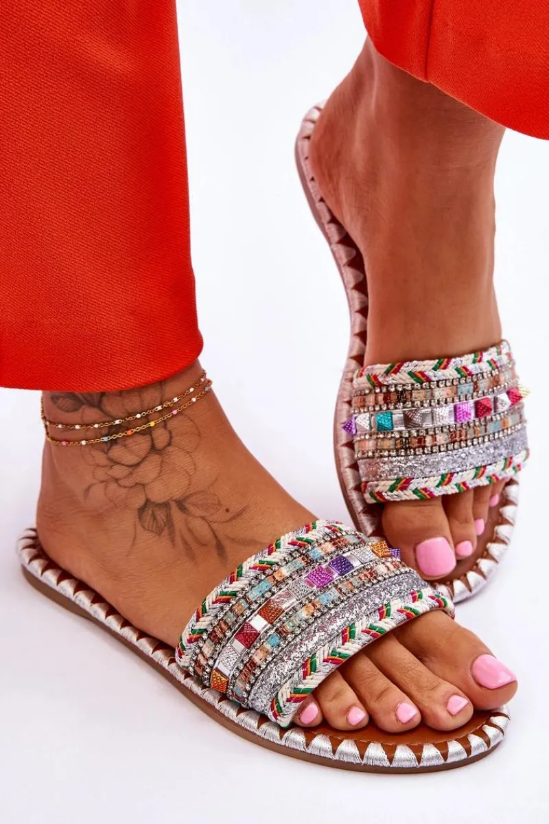 Hot Damskie Zdobione Klapki Białe Bellisa Damskie Klapki Damskie Klasyczne