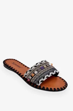 Clearance Damskie Zdobione Klapki Czarne Bellisa Damskie Klapki Damskie Klasyczne