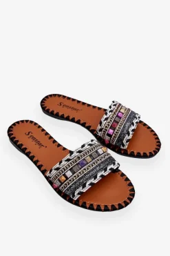 Clearance Damskie Zdobione Klapki Czarne Bellisa Damskie Klapki Damskie Klasyczne