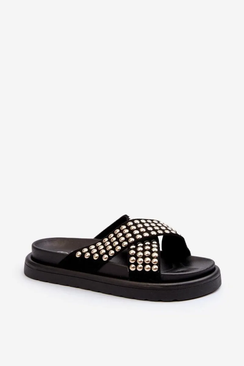 Klapki Na Platformie|Klapki Damskie Klasyczne>Boto Damskie Zdobione Klapki Na Platformie Czarne Niraela