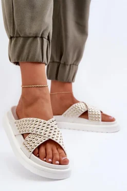 Online Damskie Zdobione Klapki Na Platformie Białe Niraela Damskie Klapki Na Platformie|Klapki Damskie Klasyczne