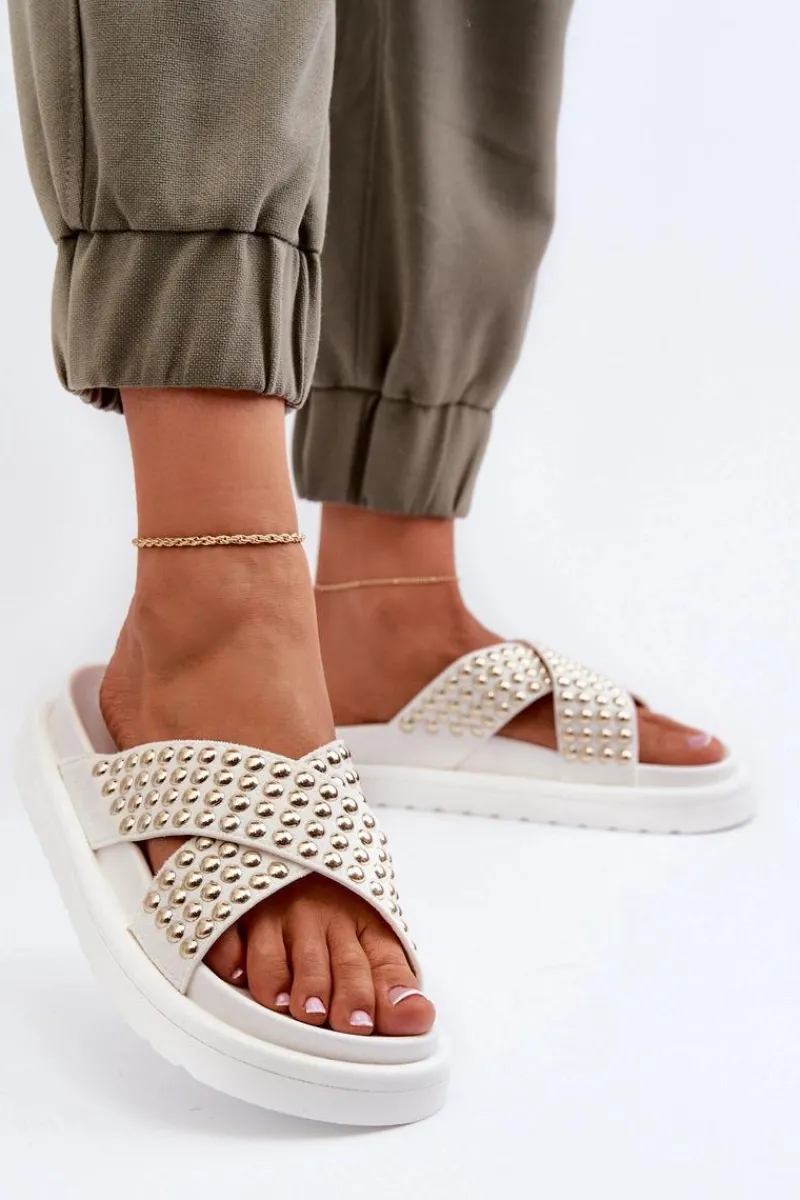 Online Damskie Zdobione Klapki Na Platformie Białe Niraela Damskie Klapki Na Platformie|Klapki Damskie Klasyczne