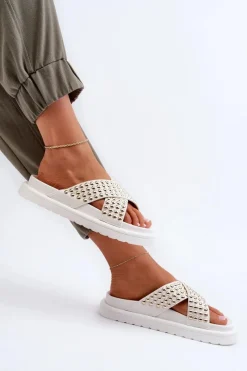 Online Damskie Zdobione Klapki Na Platformie Białe Niraela Damskie Klapki Na Platformie|Klapki Damskie Klasyczne