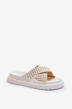 Online Damskie Zdobione Klapki Na Platformie Białe Niraela Damskie Klapki Na Platformie|Klapki Damskie Klasyczne