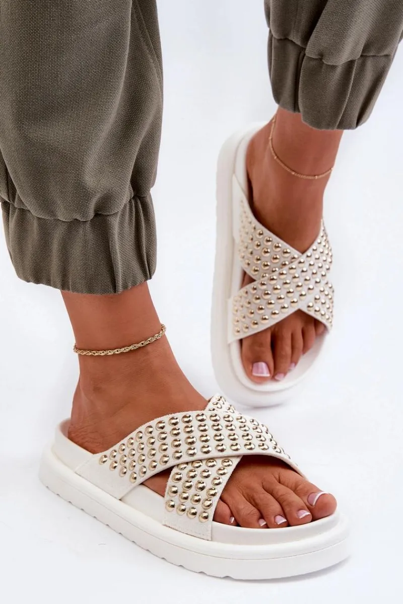 Online Damskie Zdobione Klapki Na Platformie Białe Niraela Damskie Klapki Na Platformie|Klapki Damskie Klasyczne