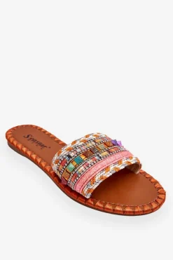 Best Boto Damskie Zdobione Klapki Pomarańczowe Bellisa