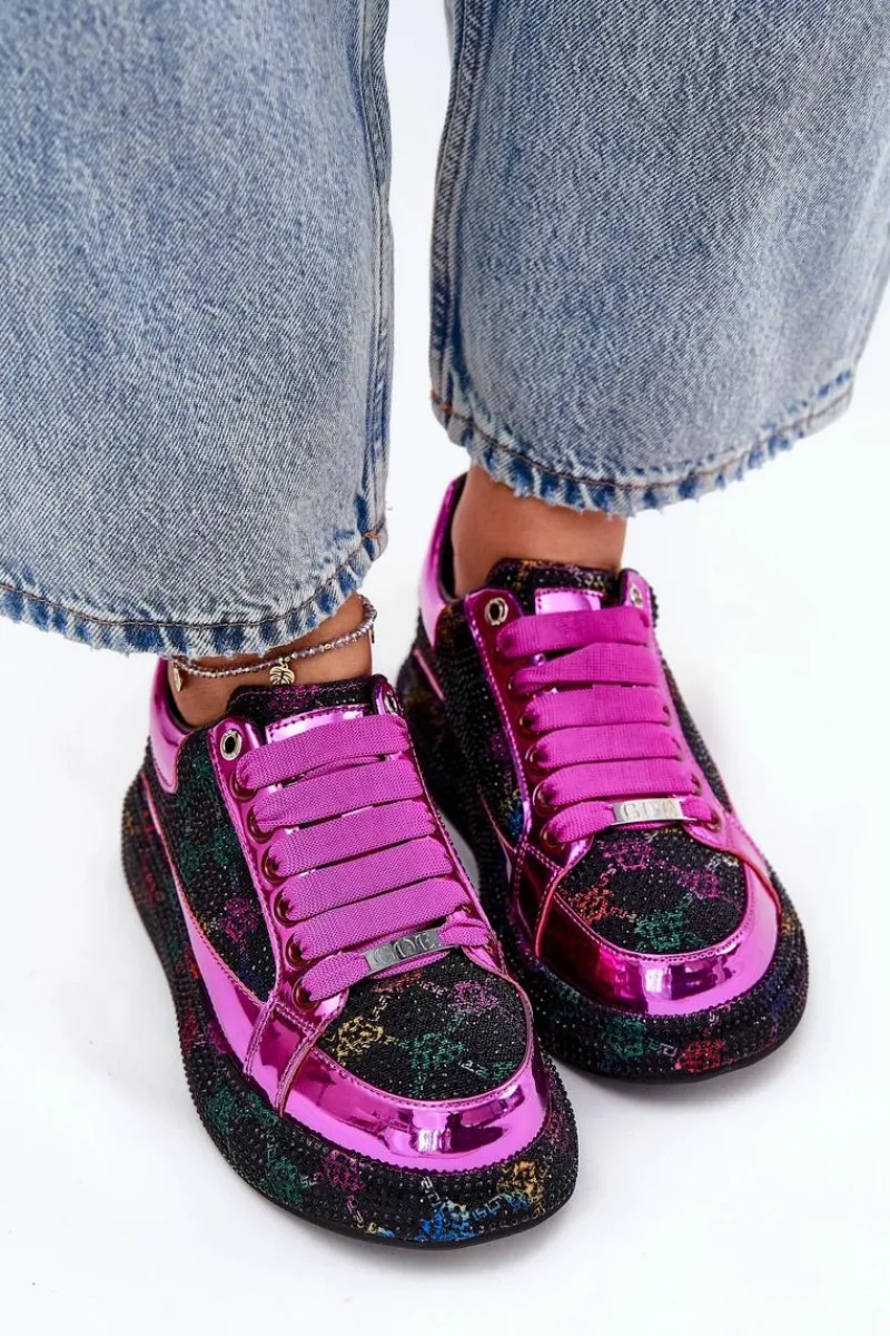 Discount GOE Damskie Zdobione Sneakersy Na Platformie NN2N4006 Czarne