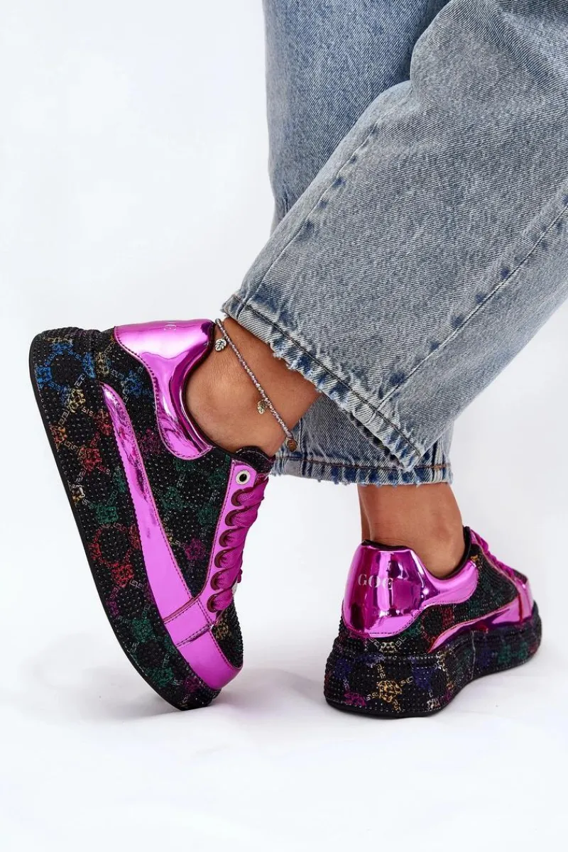 Discount GOE Damskie Zdobione Sneakersy Na Platformie NN2N4006 Czarne