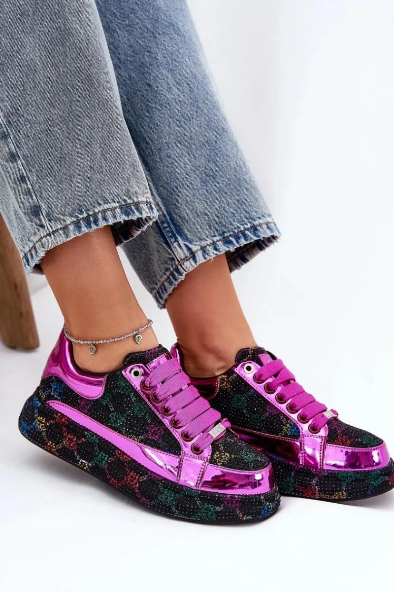 Discount GOE Damskie Zdobione Sneakersy Na Platformie NN2N4006 Czarne