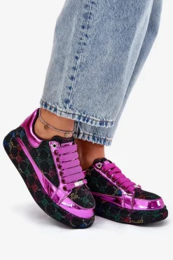 Discount GOE Damskie Zdobione Sneakersy Na Platformie NN2N4006 Czarne