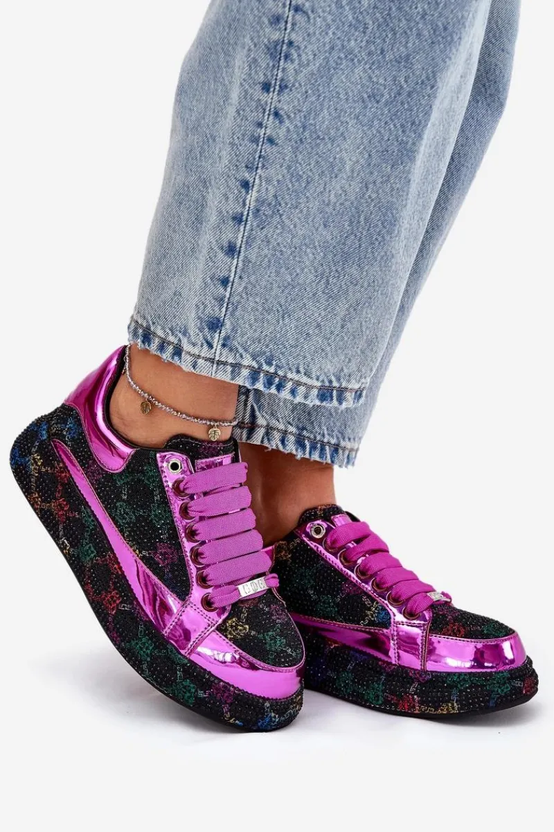 Discount GOE Damskie Zdobione Sneakersy Na Platformie NN2N4006 Czarne