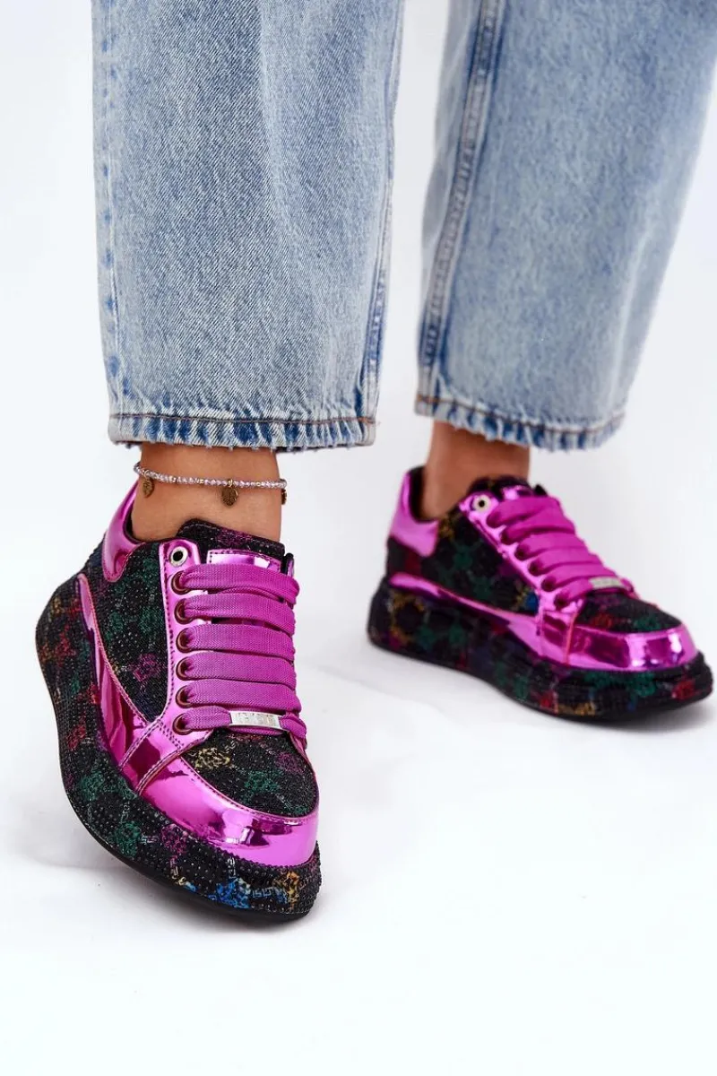 Discount GOE Damskie Zdobione Sneakersy Na Platformie NN2N4006 Czarne