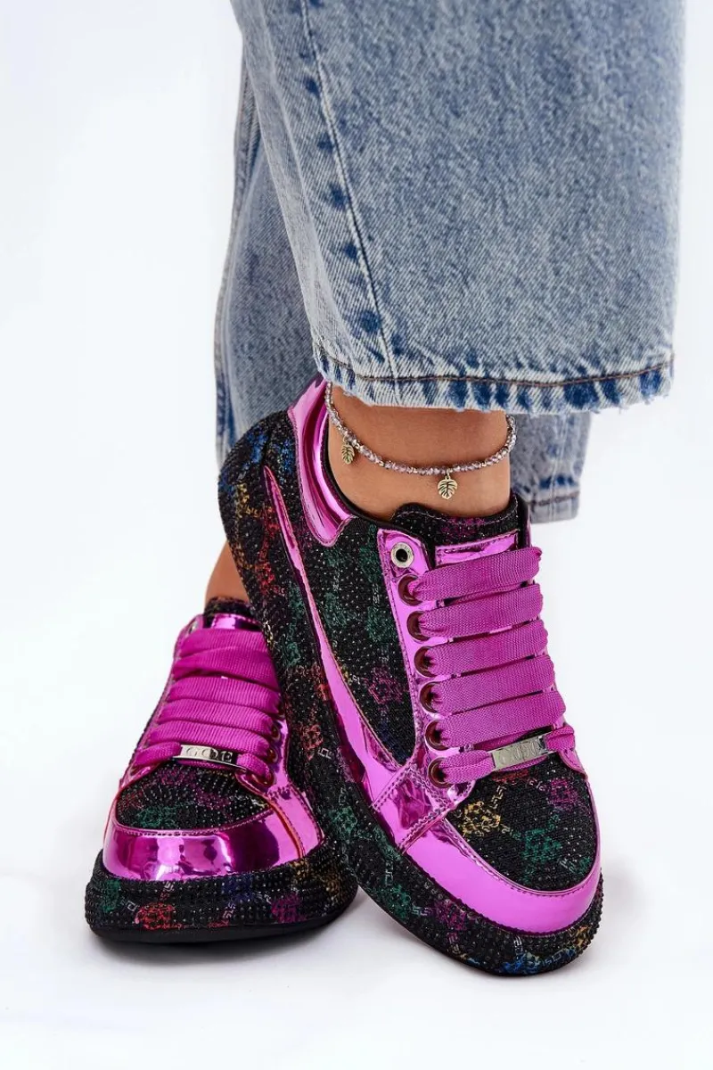 Discount GOE Damskie Zdobione Sneakersy Na Platformie NN2N4006 Czarne