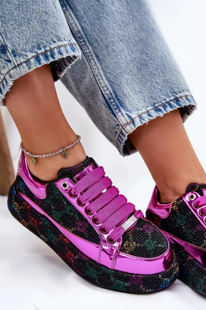 Discount GOE Damskie Zdobione Sneakersy Na Platformie NN2N4006 Czarne