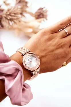 Best Ernest Damskie Zegarek Na Bransolecie Z Cyrkoniami Różowe Złoto