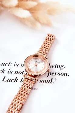 Best Ernest Damskie Zegarek Na Bransolecie Z Cyrkoniami Różowe Złoto