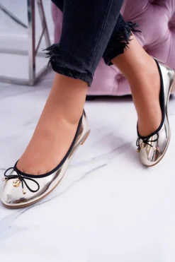 Best Damskie Złote Wsuwane Balerinki Cleoss Damskie Baleriny Klasyczne