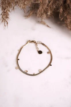 Bransoletki>Glam Chic Delikatna Bransoletka z Kółeczkami Złota Liliana