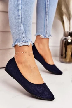 Baleriny Klasyczne>Boto Delikatne Baleriny W Szpic Zamszowe Granatowe Dermeno