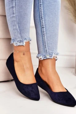 Baleriny Klasyczne>Boto Delikatne Baleriny W Szpic Zamszowe Granatowe Dermeno