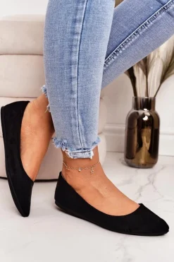 New Boto Delikatne Baleriny W Szpic Zamszowe Czarne Dermeno