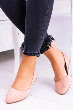 New Delikatne Baleriny W Szpic Zamszowe Różowe Dermeno Damskie Baleriny Klasyczne