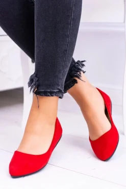 New Boto Delikatne Baleriny W Szpic Zamszowe Czerwone Dermeno